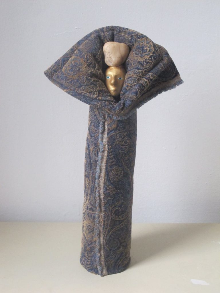 Halona Hilbertz Figure with Stone on Head (Blue) 2013