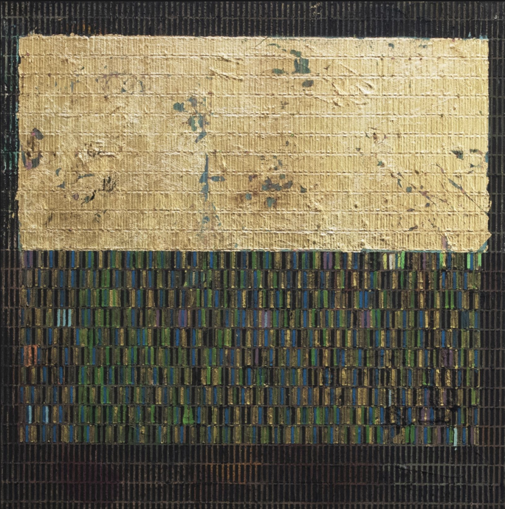 8-image,Golden Afternoon, 2025 Oil, Ink and Chalk on Canvas 45.72 cm × 45.72 cm 49 x 49 cm with the frame