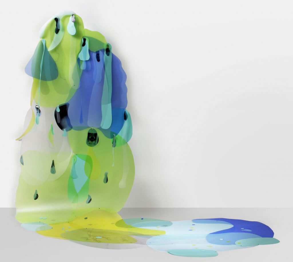 ED-039-image, cover photo,PANTA RHEI , 2010-2014 Synthetic foil, fragments of x-ray & drawings 540 x 150 cm