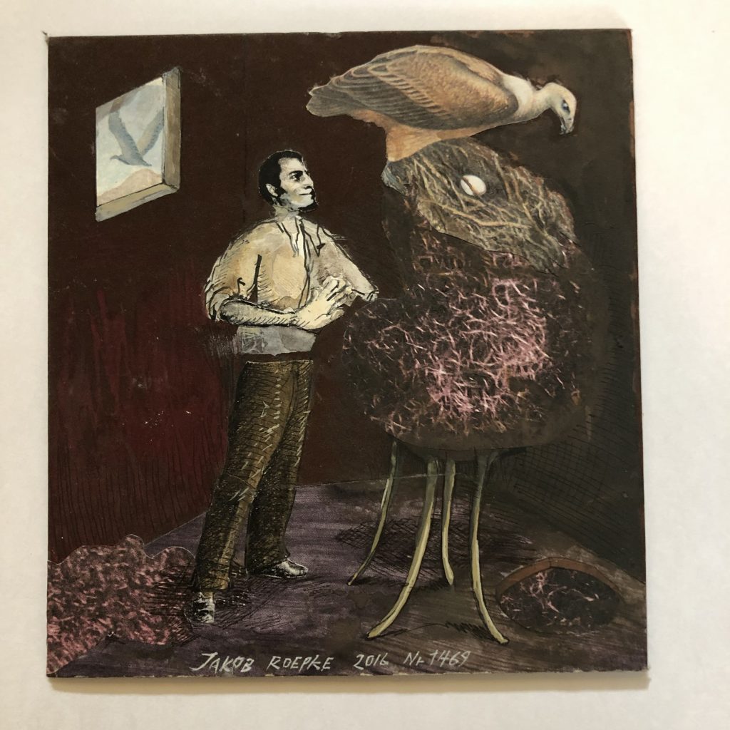 JR-42-image,Nr 1469, 2016 Signed & dated front and back gouache on cardboard, mixed media 13 x 12 cm