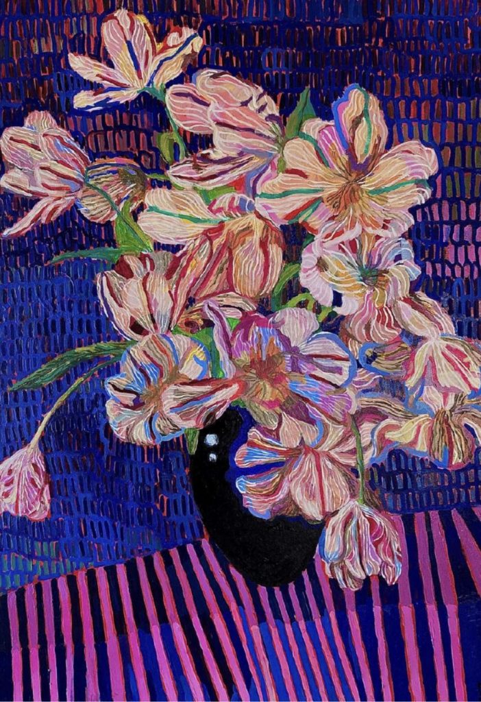 MMO-010-image,Still Life on Neons, 2025 Oil on Canvas 71 x 102 cm