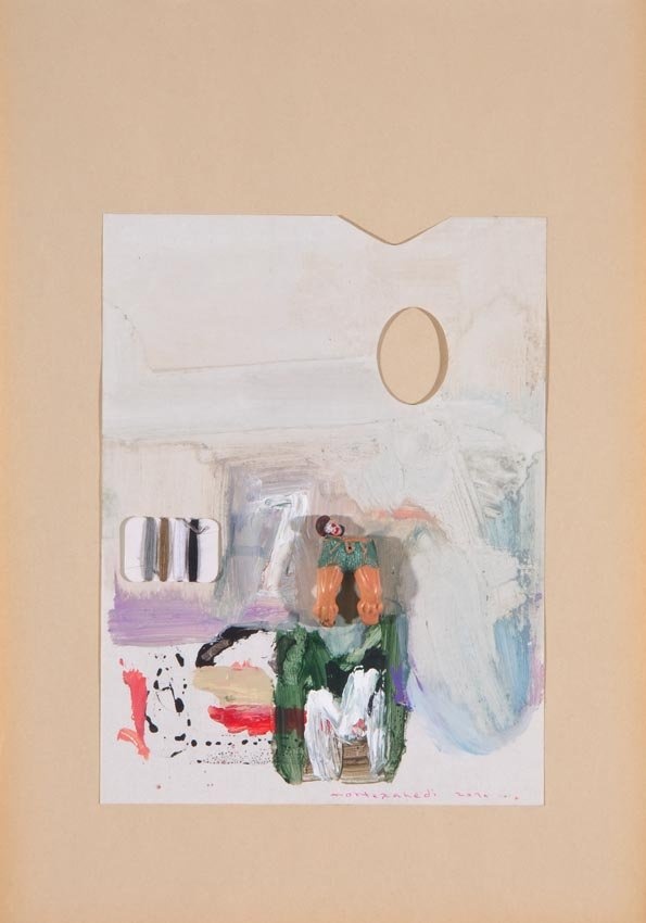 MZ-7-image,Dreaming Weaving with Green Shorts, 2010 Mixed media 48.5 x 34 cm