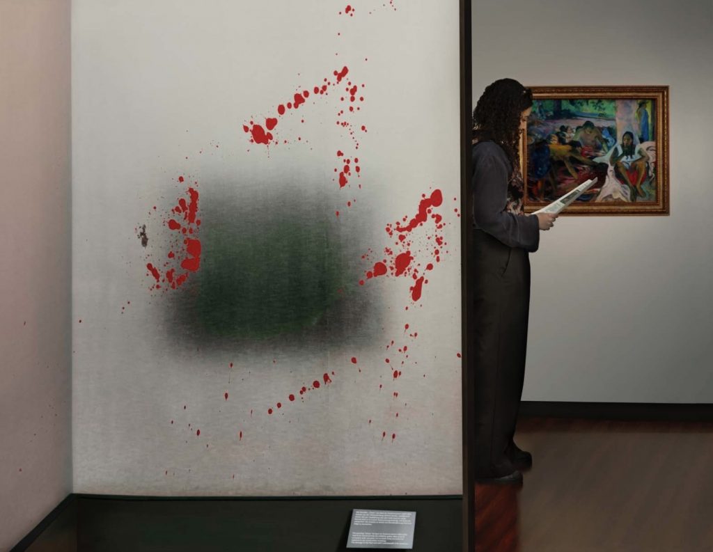 TS-027-image, cover pho,Stains, Shadow ( Attack on Clown , Henry de Toulouse-Lautrec Alte National Gallery Berlin , 2022 ) , 2024 Duratrans Lightbox 88 x 70 x 6 cm Lightbox 1 5