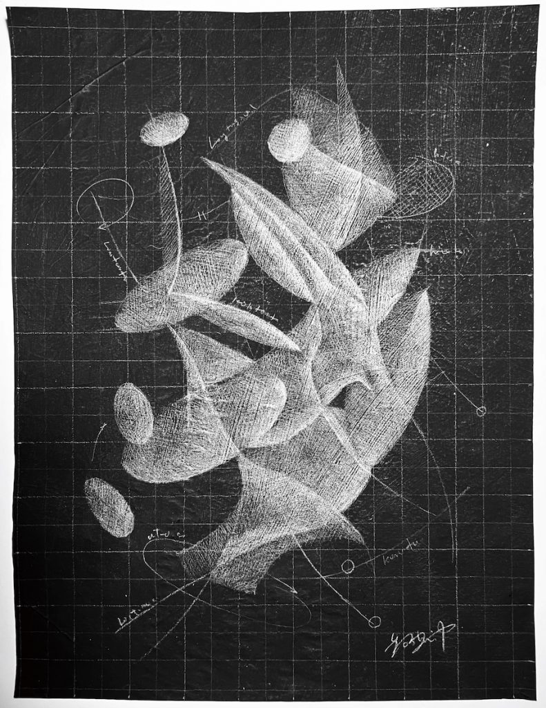 YT-36-image,ragment, 2023 Yes paint, colored white pencil, paper H250mm W190mm